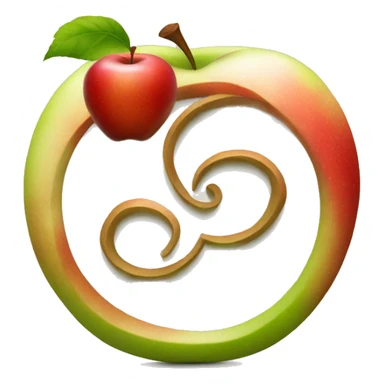 apple with spiral and "P" sticker