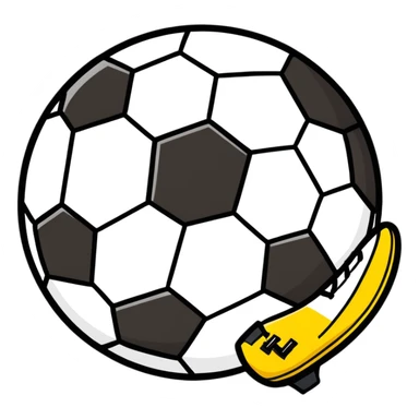 Soccer ball with black and yellow cleat sticker
