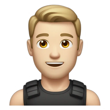 Pale skinned Fit Man With the biceps and brown hair in black shirt and gray shorts sticker