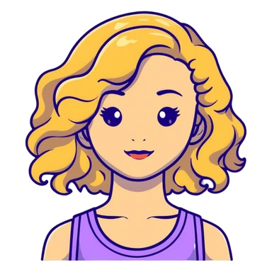 wavy hair girl light skin sticker