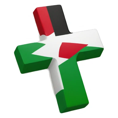 Cross signed over Palestine flag sticker