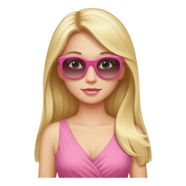 dior women with long blonde hair wear sun glasses, pink dress sticker