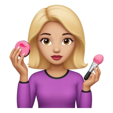 Light skin female holding makeup blush sponge in left hand  sticker