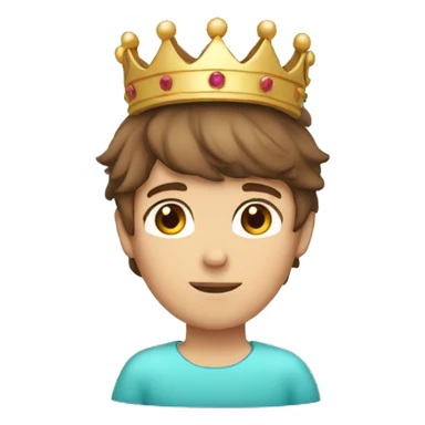 Brown hair boy with crown on his head sticker