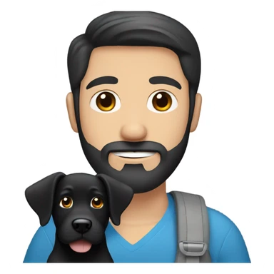Blue eyes Dark hair man beard and mustache holding black Labrador  sticker