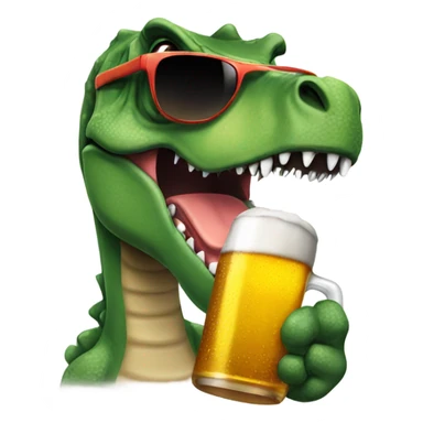 Dinosaur drinking beer with sunglasses sticker