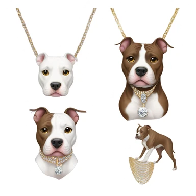 pitbull with bling necklace and earrings sticker