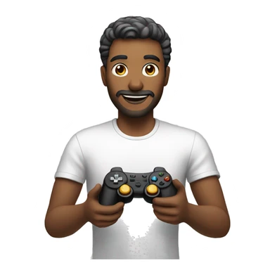 a man playing with a gaming gamepad sticker