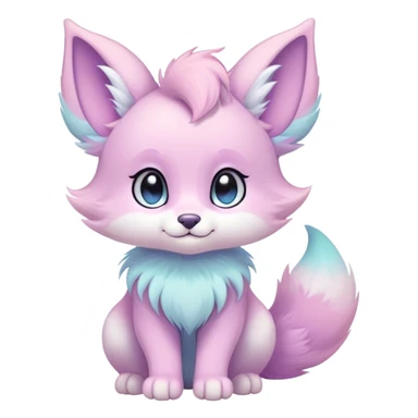 Kawaii bright fantasy ethereal anthro fursona animal with a tufted tail and round ears sticker