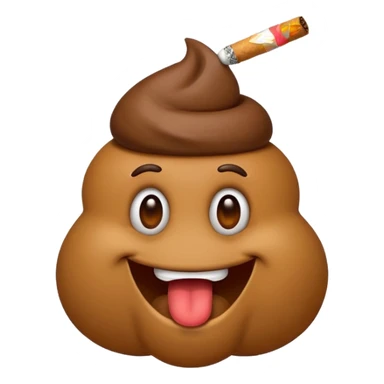 cartoon poo emoji with a cigarette in its mouth sticker