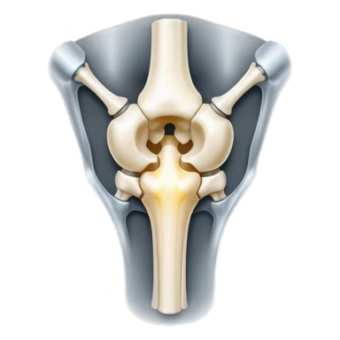 3D render of Metal Plate in Knee, X-Ray imaging aesthetic, translucent materials showing internal structure, white leg bones with bright opaque white metal screws, medical scan style, emoji style, isolated on white background --v 6.0. sticker