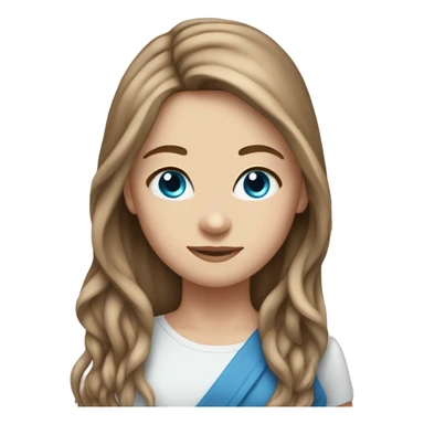 White girl with long brown hair and blue eyes sticker