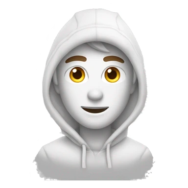 A dude wearing white hoodie make the hoodie hat more pointy sticker