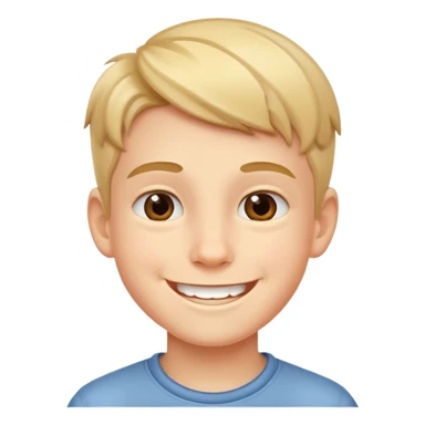 A young boy with a cheerful smile sticker