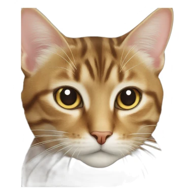 A brown tabby cat next to a white cat sticker