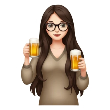 A beautiful brunette with long hair in slippers, glasses, a floral mural on her arm, and a beer in one hand sticker