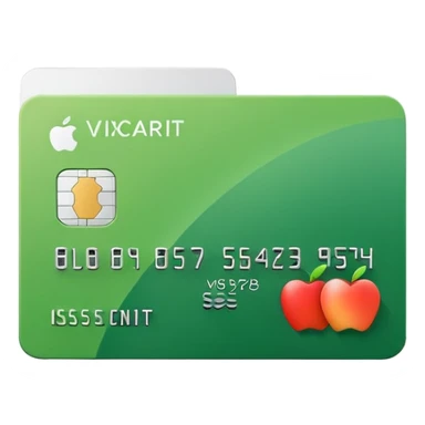 Apple style emoji of a minimalistic credit card in white-gray gradient, flat and clean design, no extra details, next to it a green square box with a bold white check mark inside, minimalistic Apple style sticker