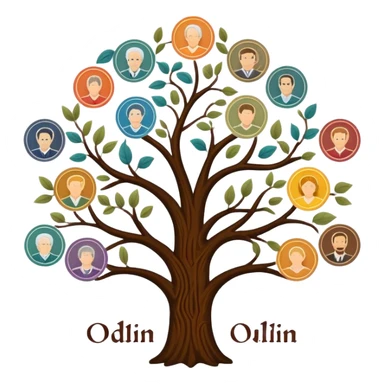 created an intricate but manly looking family genealogy logo including the names of  Odlin and Genealogy while using multiple colors in the logo sticker