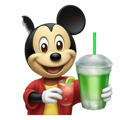 Mickey Mouse with a drink sticker