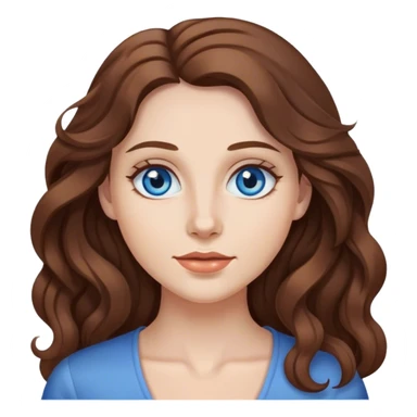 woman with blue eyes and long wavy brown hair sticker