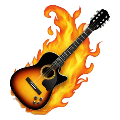 guitar on flames sticker