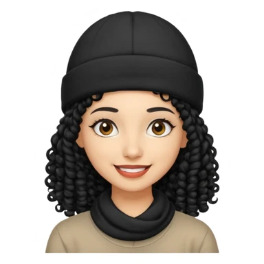 smiling arab hipster woman with curly hair and beanie sticker