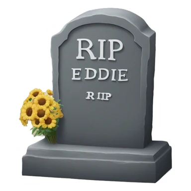 Tombstone that says RIP Eddie sticker