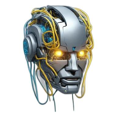 transformers style AI brain wires circuit sticker