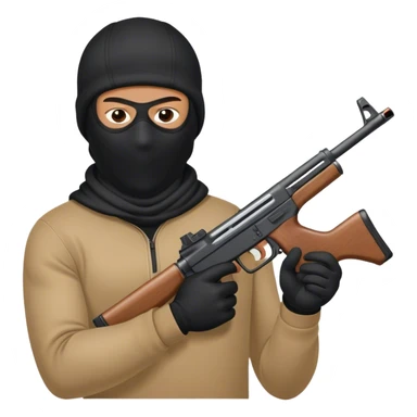 Guy with a ski mask and a gun sticker