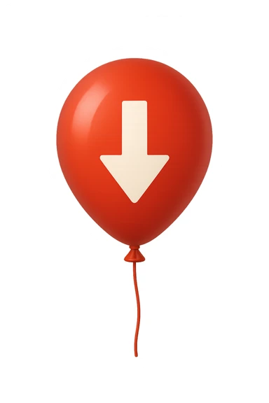 palloncino rosso con freccia in giù  sticker