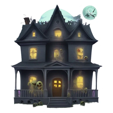 Haunted house with zombies  sticker