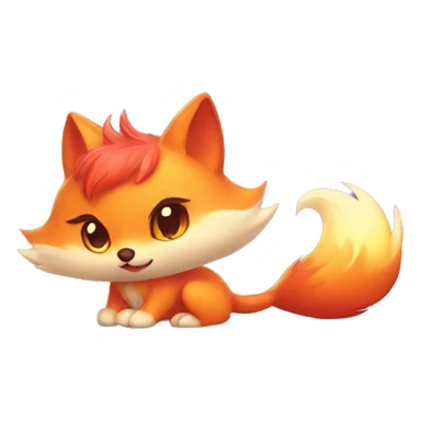 fantasy fire fox cute kawaii in love sticker