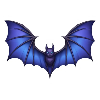Dark fantasy bat wings, symmetrical, sharp edges, deep black with subtle blue-purple highlights, realistic, high detail, isolated on black background sticker