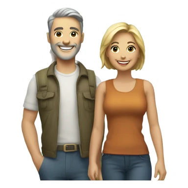smiling couple outdoors by tree sticker