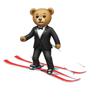 Teddy bear on skis in a tuxedo sticker