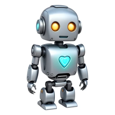 Cute robot character with an AI chip embedded in its chest sticker