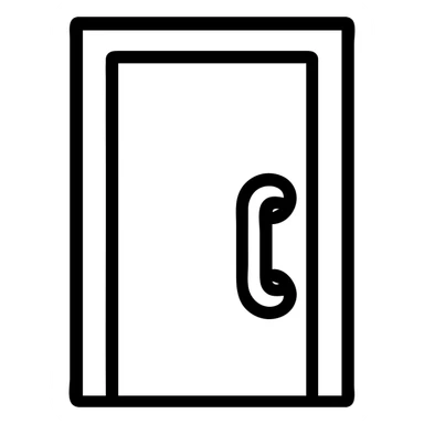 cartoon-style door with a big handle, black outlined icon style sticker