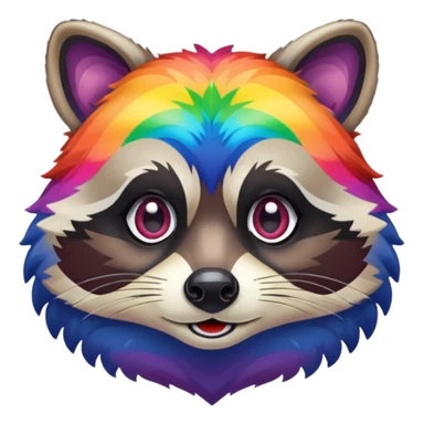 Rainbow racoon face sticker