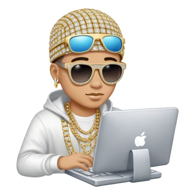 hip hop programmer with bling, sunglasses and computer sticker