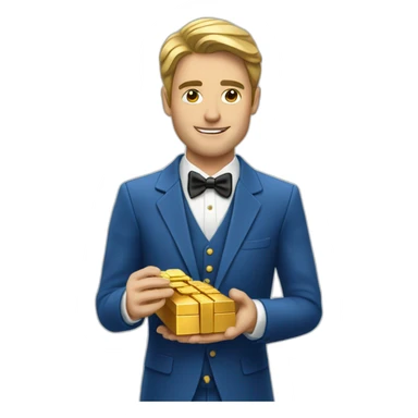 Posh-man-with-blue-suit-offering-goldbar sticker