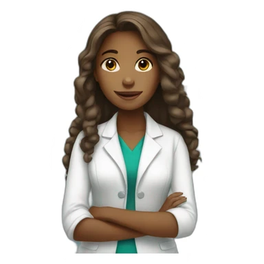 Brown young girl with long hair working in a pharmacy sticker