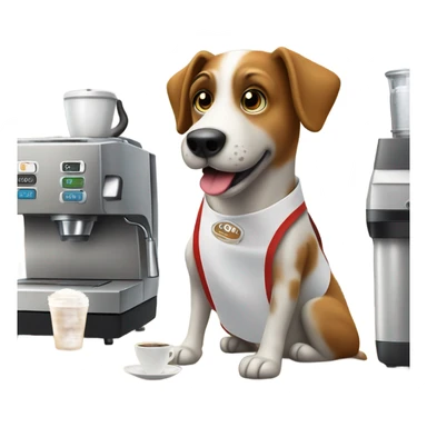 dog working at starbucks sticker