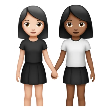Black and white girl holding hands facing away sticker