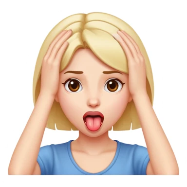 A girl with her hands on her head tongue out sticker