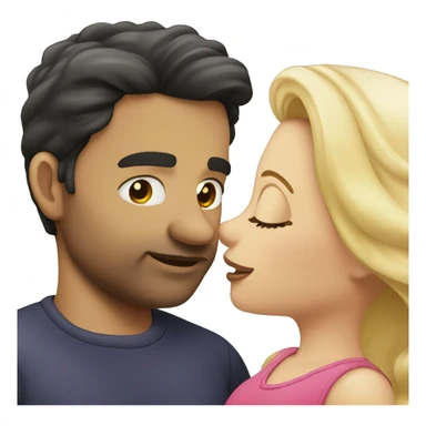 Dark hair man kissing a blond hair woman sticker