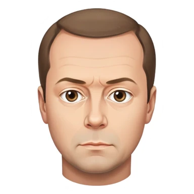Dmitry Medvedev, round face, smooth finish, lifelike facial features, serious expression, bright background sticker
