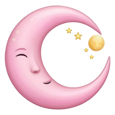 Pink crescent moon sticker