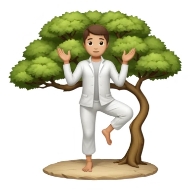 pratiquant de qi gong en position de l'arbre, en tenue noire ou blanche sticker
