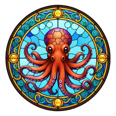 Stained glass octopus sticker