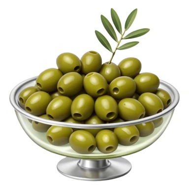 Silver cocktail dish filled with green olives  sticker